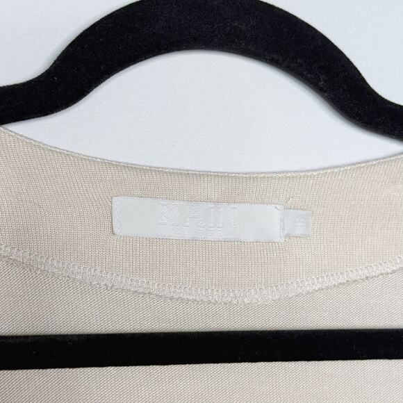 Kain Womens Small S Cream Cut Out Long Sleeve VNeck Knit Modal Stretch Long Top - Picture 7 of 8